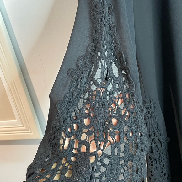 Ya Los Angeles Womens Cocktail Dress Long Sleeve Chiffon Black V-Neck Size “L” - Picture 6 of 16